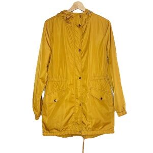 Forever 21 Hooded Zip Up Lightweight Windbreaker Yellow Jacket Sz S